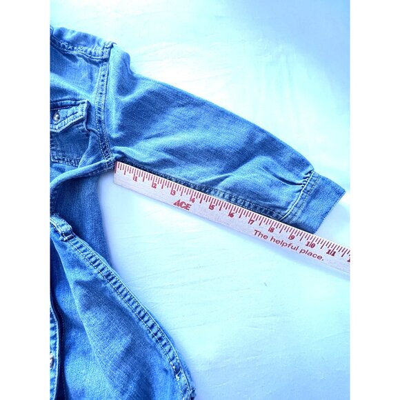 OLD NAVY Girls XS (5) Blue Denim Shirt DRESS Pockets LONG Sleeve BUTTON No Belt - Picture 9 of 14